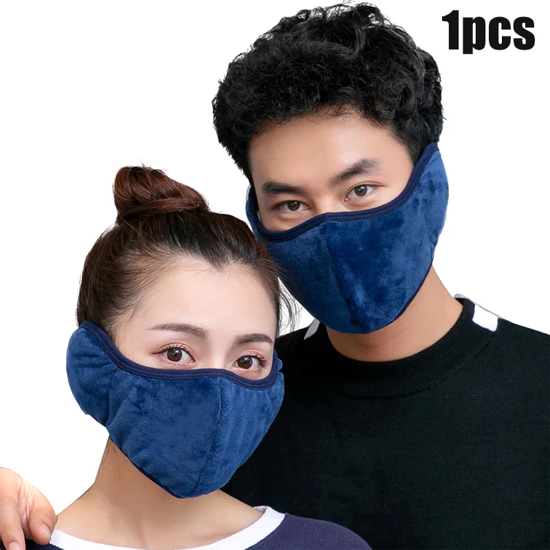 Navy blue Маска для рта теплая хлопковая флисовая противопылевая Ветрозащитная маска для лица для мужчин и женщин BB55 - Цвет: Navy blue