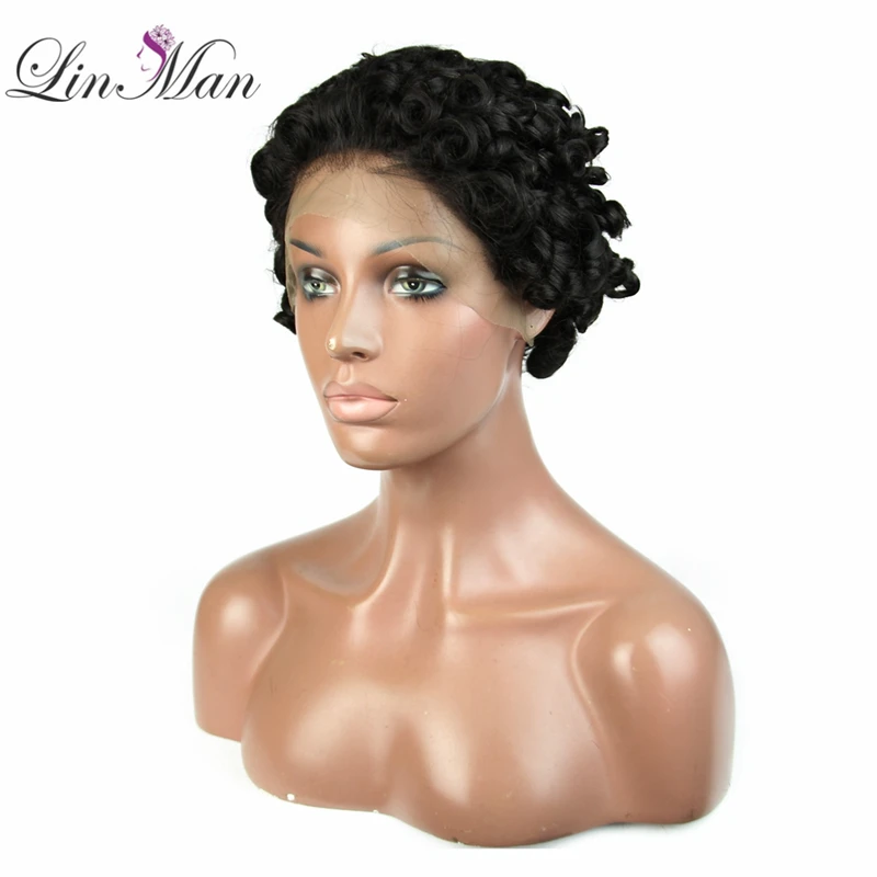 LIN MAN бразильские Remy кудрявые волосы 13 × 6 кружевные передние парики человеческие волосы с детскими волосами не-Реми волосы кружевные