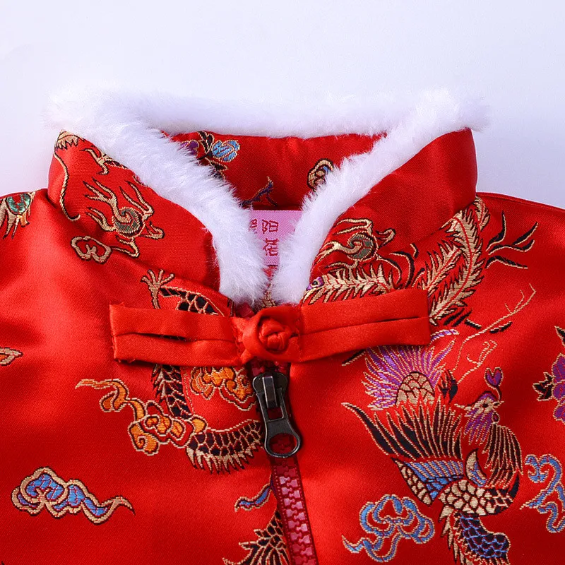 Новогодний комбинезон для новорожденных, ползунки, одежда для маленьких мальчиков и девочек, комбинезон в китайском стиле, Детская верхняя одежда