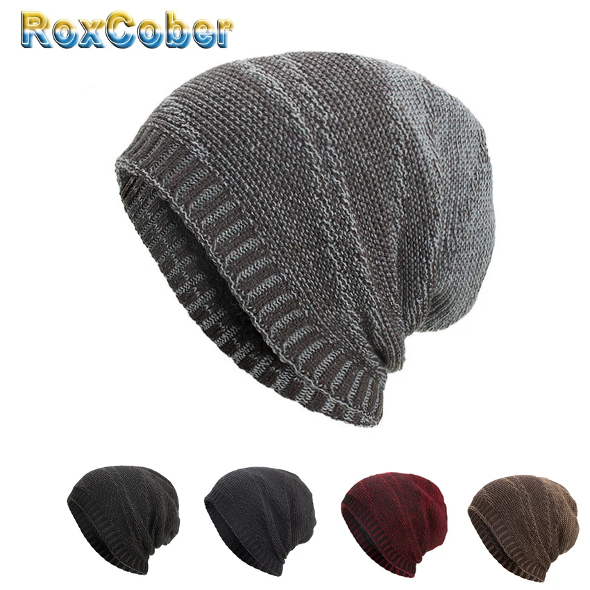 RoxCober/зимняя теплая шапка для мужчин и женщин, вязаная шапка для мужчин, шапочки, Шапки, береты-кепки Gorros, мужская шапка, модная
