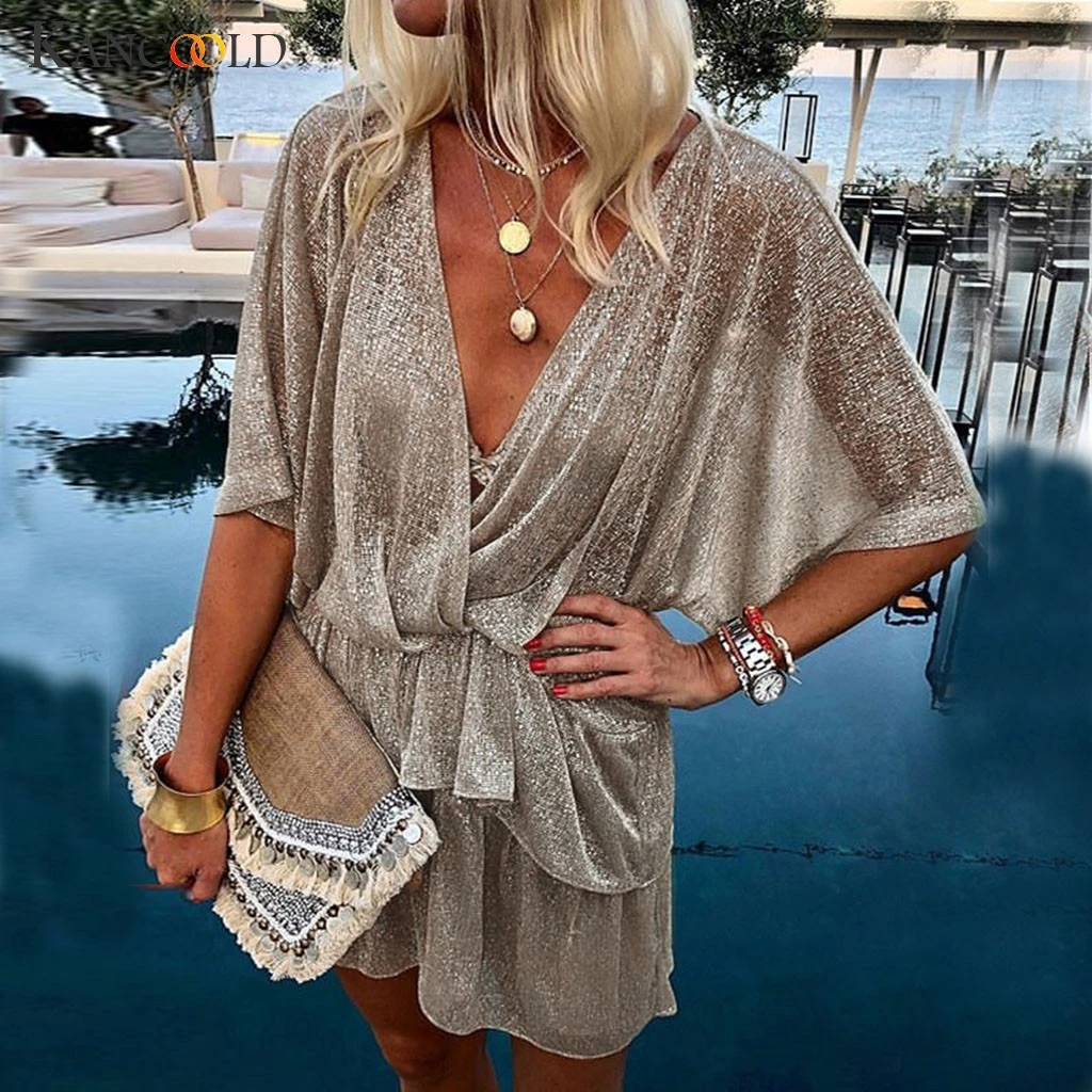 sequin wrap mini dress