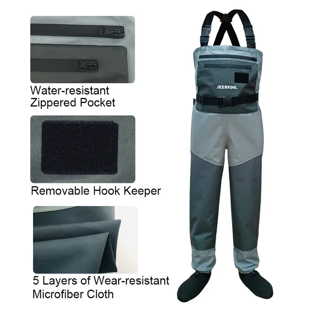 Légyhorgászat Vatógépek 5 Rétegű Halak Hullámos Nadrág Eredeti Jeerkool Mellkasi Overál Vízálló Ruhák Puha Waders Lélegző Csizma - Image 4