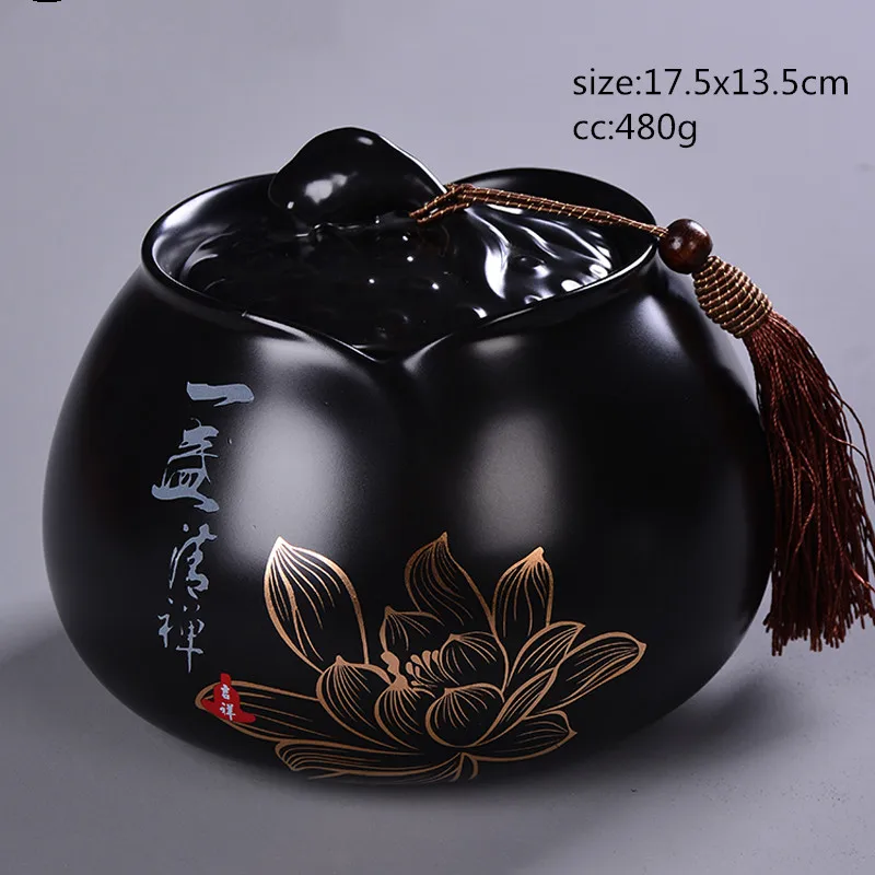 17.5x13.5cm Hand-painted landscape tea cans Food storage tank chinese ceramic tea canister kung fu storage chest Candy jar coffee jar - Цвет: 17.5x13.5cm