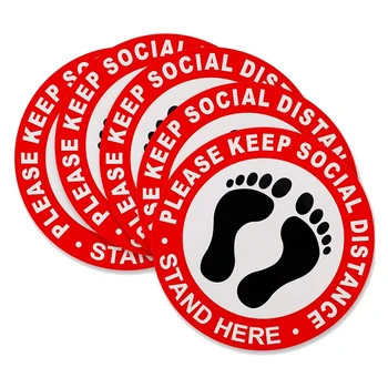 

20 Pcs Waterproof Social Distancing Sign Floor Stickers,Round Removable,for Restaurants Bank (11.8X11.8Inch)