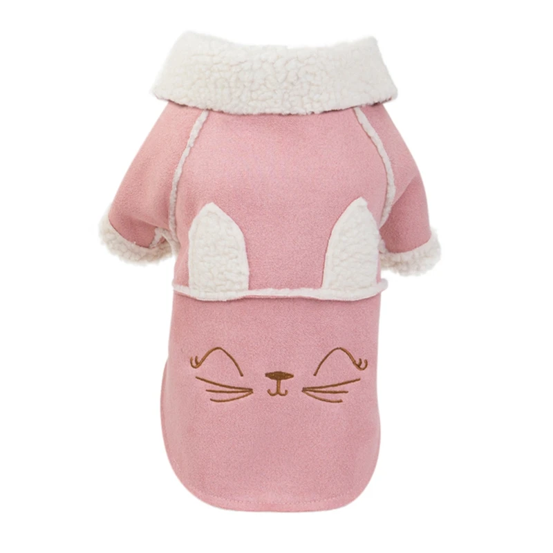 Розовый Pet Winter Warm Costume Thickening Outfits Puppy Coats Jackets Dog Coat Chihuahua French Bulldog Pug Clothing - Цвет: Розовый