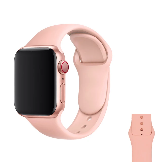 Silicone Strap For Apple Watch Band  7 41mm/45mm Series 6 SE 5 4 42mm/44mm Rubber Wristband iWatch 3 2 1 38/40mm Smart Bracelet 40