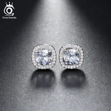 ORSA JEWELS 1ct Подушка огранка многоцветный Цирконий Кристалл серьги гвоздики для девочек модные ювелирные изделия без содержания никеля OE149