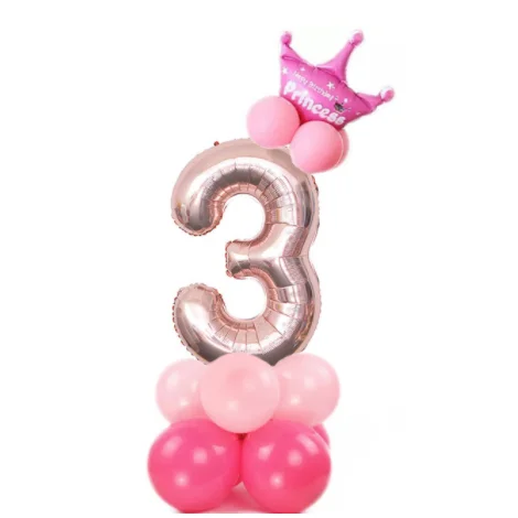 14 шт., костюм на день рождения, 1, 2, 3, 4, 5, 6, 7, 8, 9, 0, шар с цифрами, розовое золото, колонна, Золотая Корона, шары на день рождения, вечерние шары