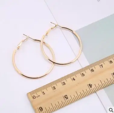 Gold 4CM Серьги Подвески праздник преувеличенный геометрический круглый блестящий круг Матовый хрусталь большие серьги Модные ювелирные изделия женские дизайн - Окраска металла: Gold 4CM