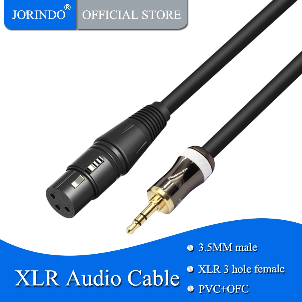 JORINDO 0.5M/1.64FT 3.5MM male pulg to 3-hole XLR female audio cable cell phone notebook connection amplifier mixer line | Электроника