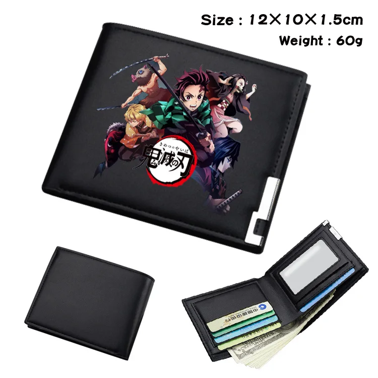M Аниме Demon Slayer Kimetsu no Yaiba черный кошелек Двойные фото держатель для карт мужские женские кожаные повседневные PU студенческие кошельки Otaku - Цвет: M