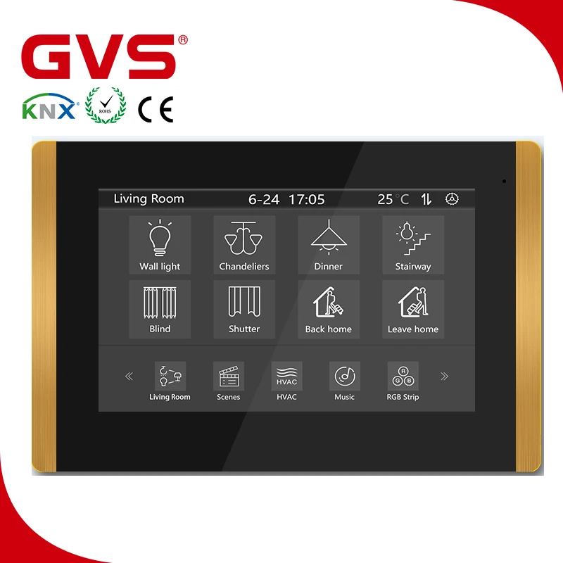 

China Manufacturer New KNX/EIB Intelligent System GVS K-bus 10.1'' KNX Touch Screen Golden KNX Touch Panel 10.1 Inch