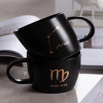 

Original Nordic Ins Mug Creative Double-sided Constellation Trend Couple Home Coffee Cup Men and Women Cups