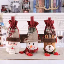 Christmas Wine Bottle Covers Christmas Santa Snowman Elk Wine Bottles Cover Bag Dining Table Decor Party Christmas Supplies