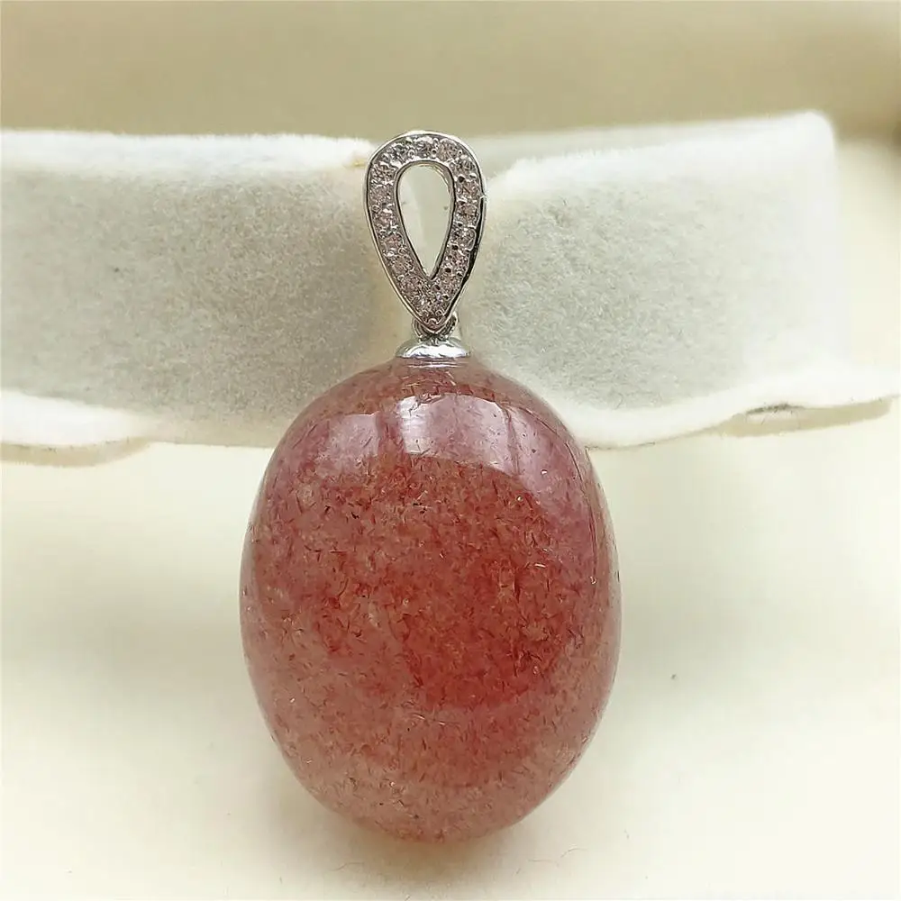 

25x20x13mm Natural Red Strawberry Quartz Necklace Pendant Women Crystal Reiki Best Stone Round Oval Shape Love Jewelry AAAAA