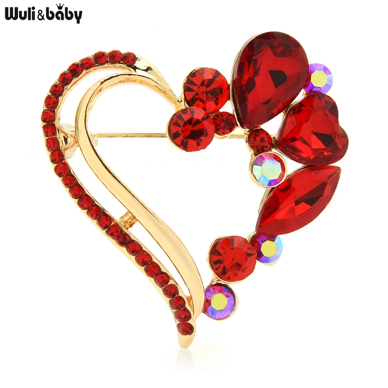 Wuli & Baby Beauty Spille A Cuore Bicolore Per Donna Designer Strass Love Heart Party Office Spilla Pin Regali