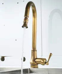 Европейский античный латунный смеситель выдвижной кран для горячей и холодной воды Поворотный смеситель для раковины на 360 градусов
