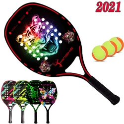 2021 Board Tennis Racket, Carbon Fiber EVA Foam Core Lightweight Tennis Racket 5 Color Carbon Fiber Beach  Sports Equipment
