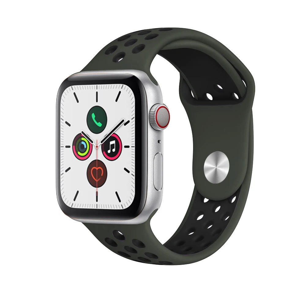 Cargo Khaki Силиконовый ремешок для apple watch 5 4 band correa apple watch 44 мм 40 мм 42 мм 38 мм iwatch 5 4 3 2 1 спортивный браслет на запястье - Цвет ремешка: Cargo Khaki