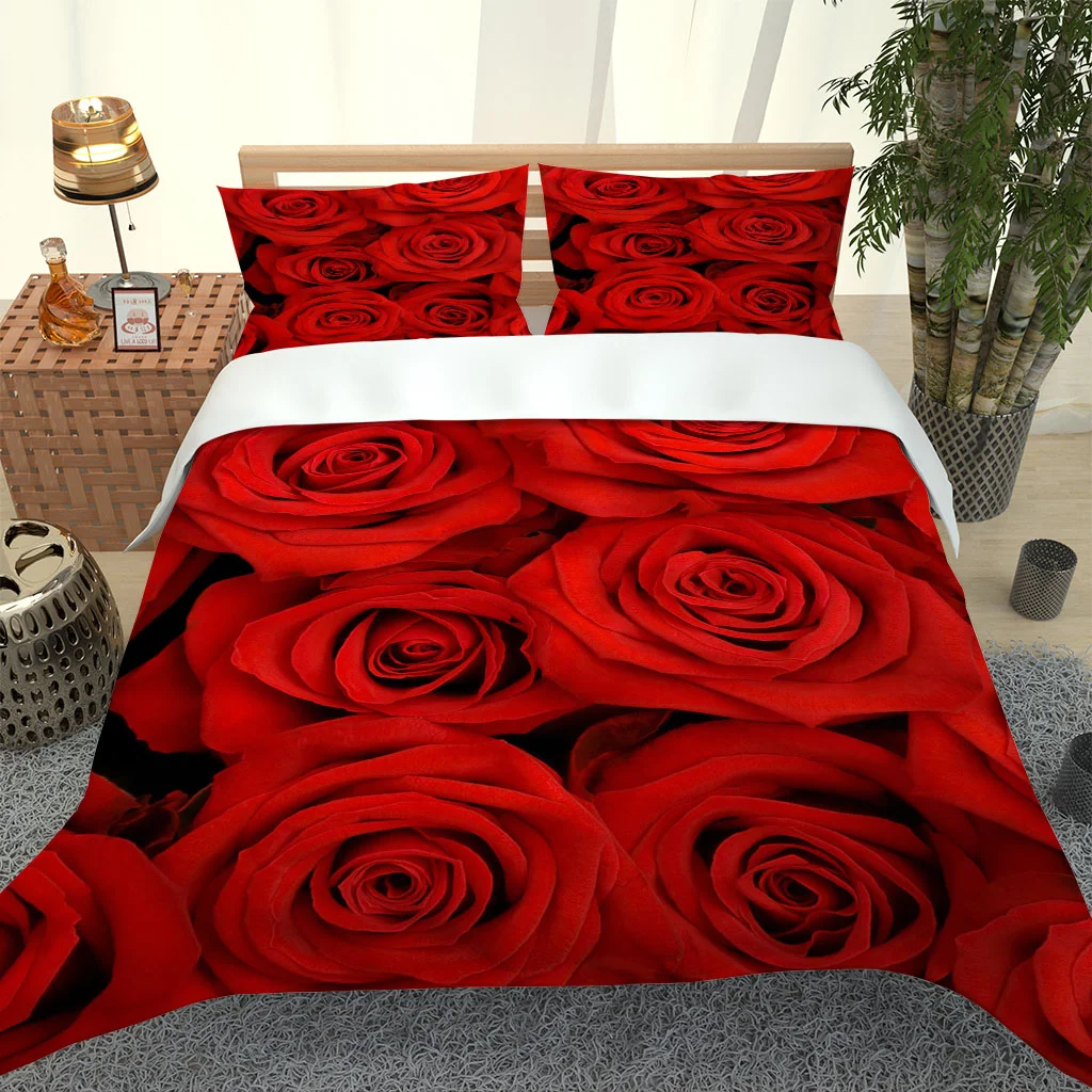 

2020 Hot Style Bedding Set 3d Digital Roses Pattern 2/3pcs Duvet Cover Set Single Twin Double Full Queen King Bedding