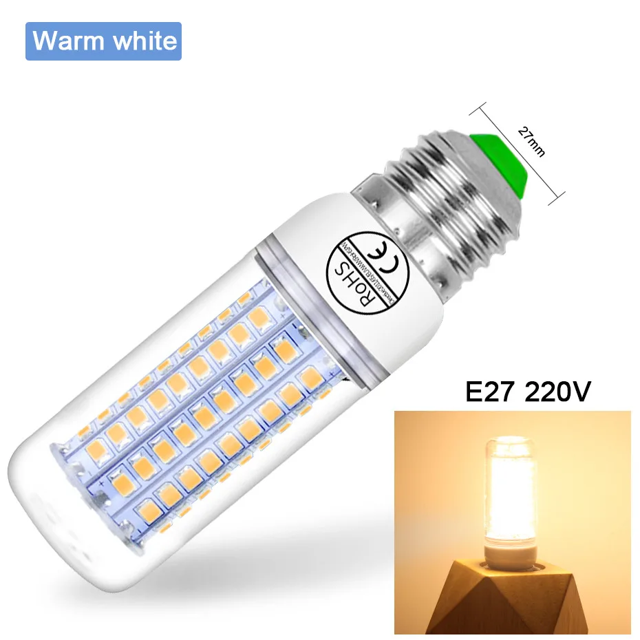 E27 Warm White E27 E14 светодиодные лампы кукурузы огни SMD5730 220 В 24 36 48 56 69leds Светодиодная лампа Новогодние товары лампада Светодиодный прожектор Освещение в помещении - Испускаемый цвет: E27 Warm White