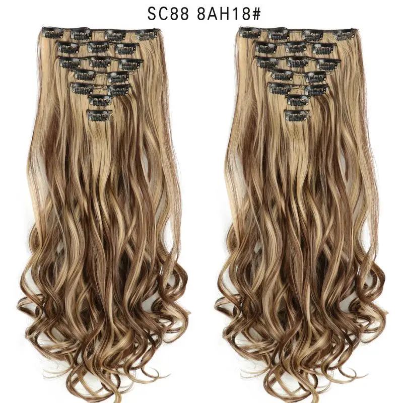 MERISI HAIR 22 синтетические волосы с глубокой волной, термостойкий светильник, коричневый, серый, блондин, женский набор для наращивания волос на заколках, волосы с эффектом омбре