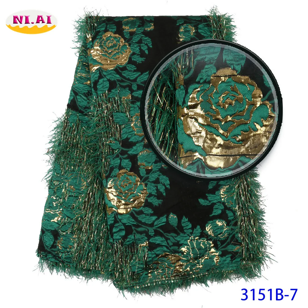 

floral jacquard fabric Embroidered Brocade Lace for Wedding Party Dress High Quality Green Mr3151b