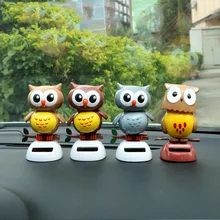 Милая сова на солнечных батареях, птицы, танцующая качающаяся голова, украшение автомобиля, Стайлинг приборной панели, украшение, качающаяся кукла, авто аксессуары