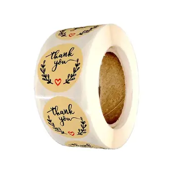 

1 Roll Olive Leaf "Thank You" Letters Print Label Stickers Craft Stationery