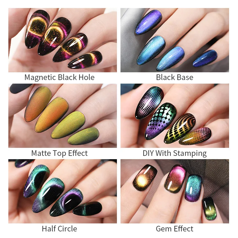 BORN PRETTY 9D глаз хамелеона кота гель для ногтей Магнитный замочить от УФ- гель для ногтей Романтический Сияющий гель-Лаки 5 мл черная основа