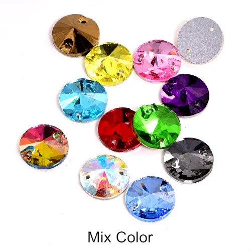 Mix Color 29 цветов, 6 размеров, круглые стразы для шитье Риволи, Стразы для шитья, круглые стразы для одежды Y2818 - Цвет: Mix Color
