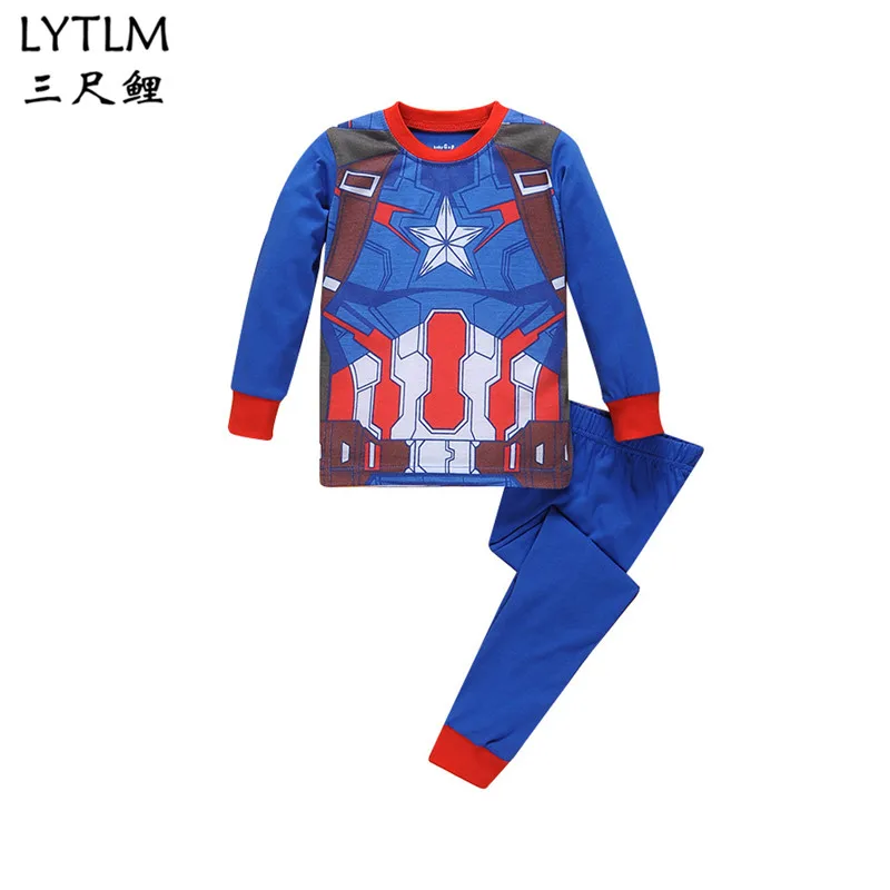 Костюм Капитана Америки для косплея детская одежда для сна для мальчиков пижамы с героями мультфильмов Детская домашняя одежда Marvel для мальчиков, комплект одежды - Цвет: 089