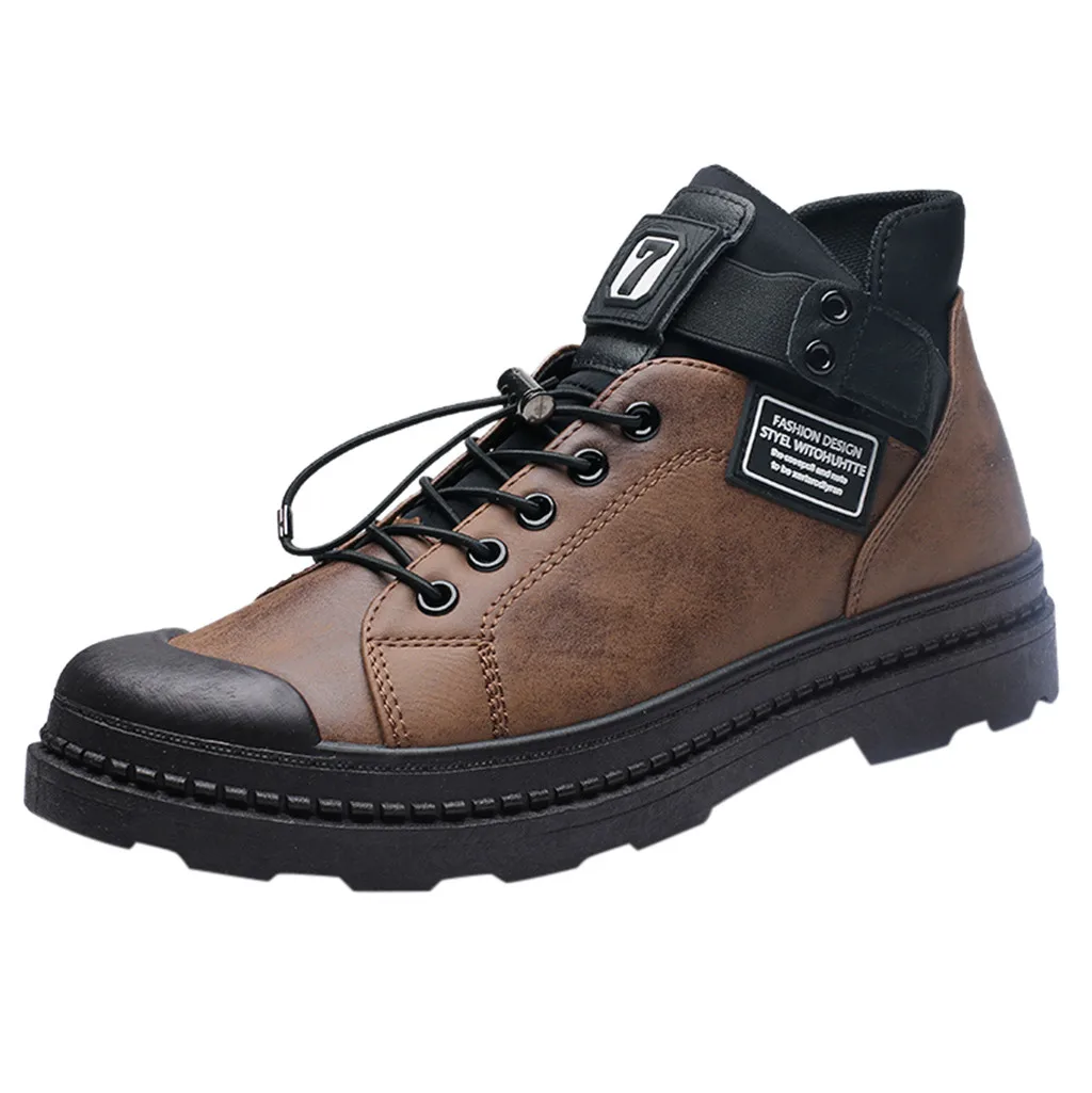 Men's Retro High-top Casual Boots Wild Thick-soled Plus Velvet Tooling Shoes Men Shoes Boots Men zapatos de hombre
