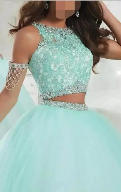 Кружевное бальное платье из двух частей, бальные платья Hot9 vestidos de 15 anos, длина до пола, длинные кружевные платья с аппликацией, милые 16 платья для выпускного вечера - Цвет: Photo Color