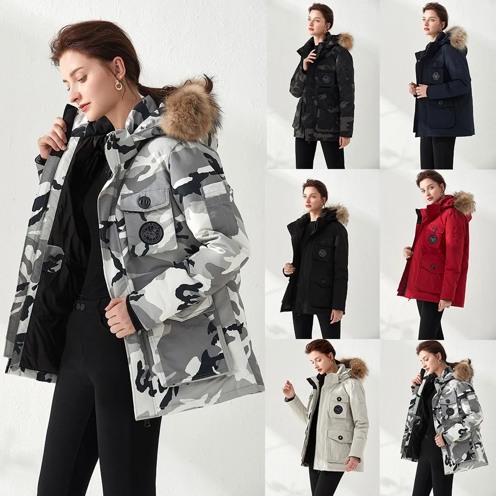 Women Spring New Solid Color Parkas Women Winter Large Size Long Casual Parkas Down Faux Collar Loose Thick feminina#BC