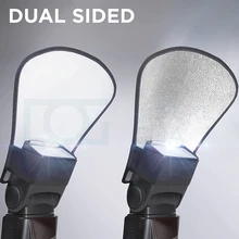 

Camera Flash Diffuser Reflector Two-Sided Silver/White Flash Light Reflector for Speedlight Flashes Photo Studio Accessories