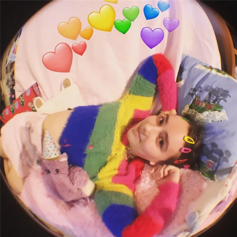 Радужный полосатый кардиган для женщин с v образным вырезом однобортный длинный