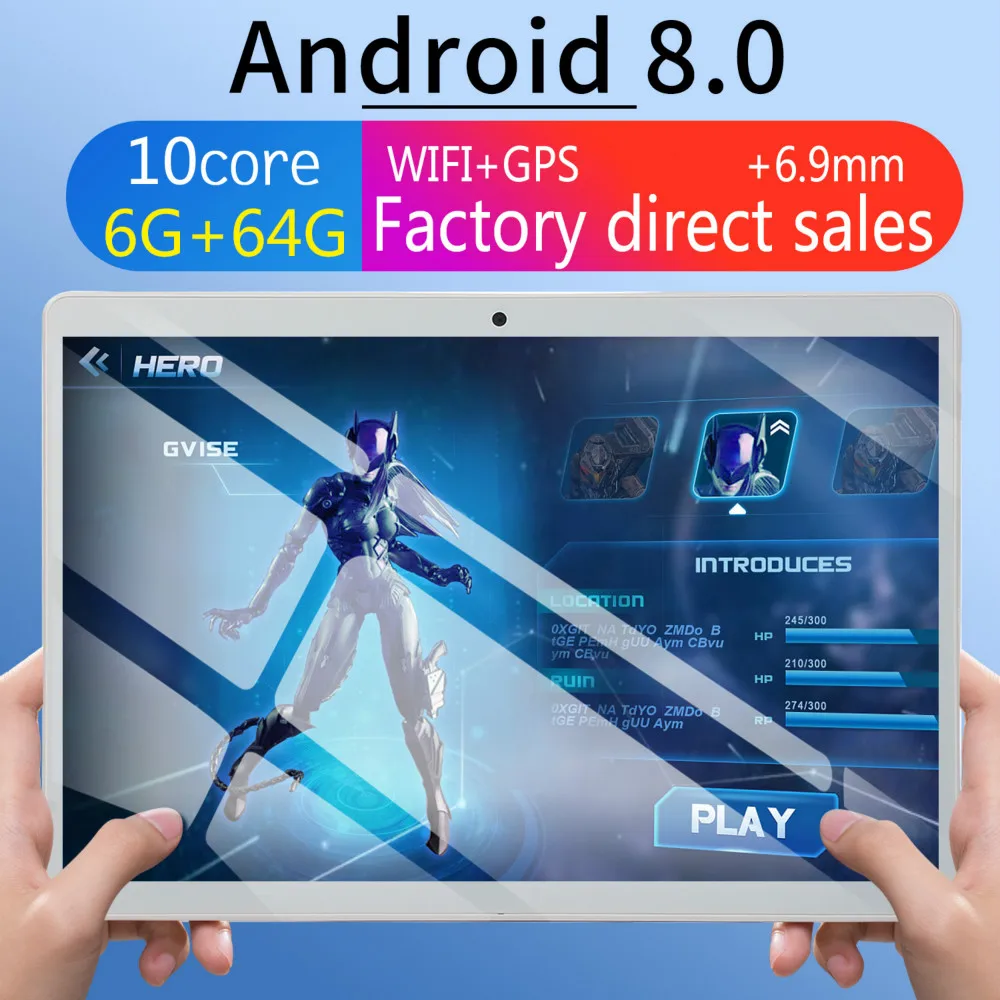 WiFi планшетный ПК 10 дюймов десять ядер 4G сеть Android 8,0 6G+ 128 Гб двойная SIM Двойная камера заднего gps