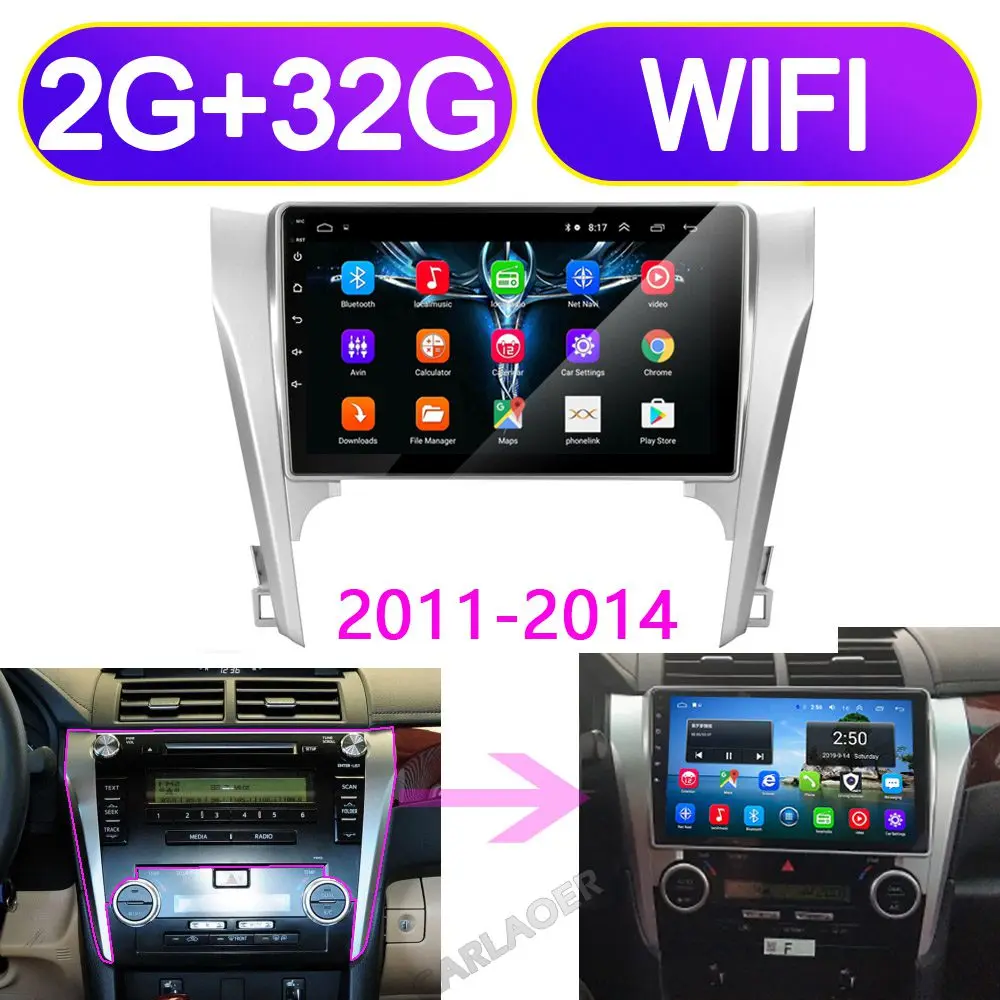 WiFi 2G 32G Автомобильный мультимедийный плеер для Android для Toyota Camry 2002-2005 2006 2007 2008 2009 2010 2011 2012 2013 2 DIN радио - Цвет: WiFi 2G 32G