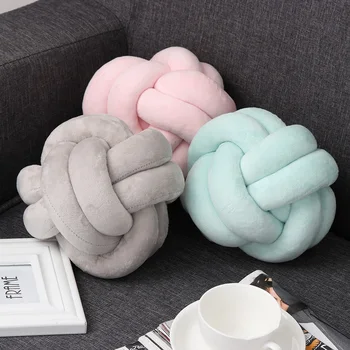 

Soft Knot Ball Cushions Bed Stuffed Pillow Home Decor Cushion Ball Plush Throw Decorative Pillows for Sofa Pink Velvet Cushion