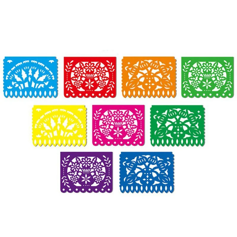 C Fashionable Eco-friendly 3D Mexican Style Square Flower Hanging Ornaments Plastic Wall Decoration For Home Party#J - Цвет: C