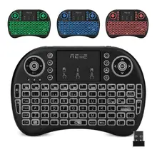 Reiie i8L 2,4G испанская Беспроводная мини-клавиатура с сенсорной панелью, сменный СВЕТОДИОДНЫЙ Цветной подсветкой, литий-ионный аккумулятор для ТВ-бокса, ПК