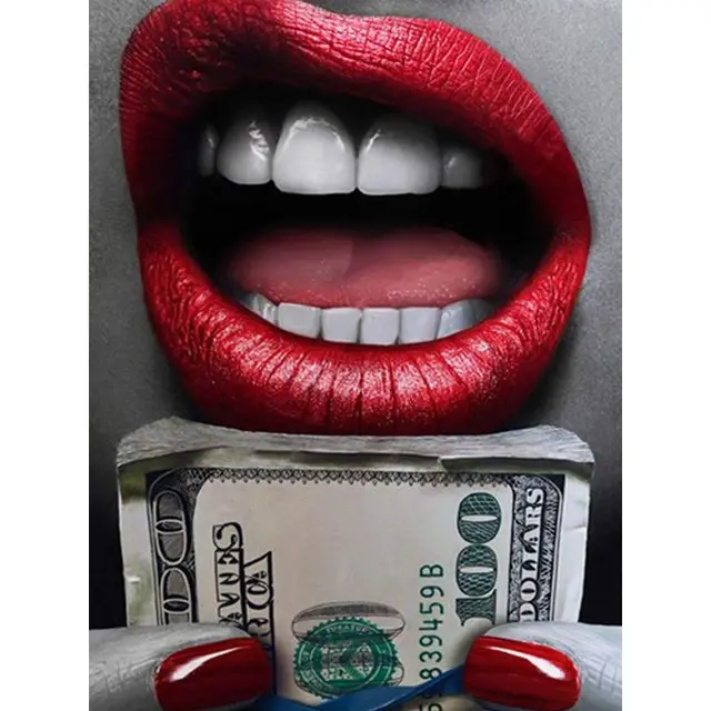 CHENISTORY DIY Frame Paint By Number Flame Red Lips Landscape For Adults Picture By Numbers Acrylic Drawing On Canvas Home Decor 9916408