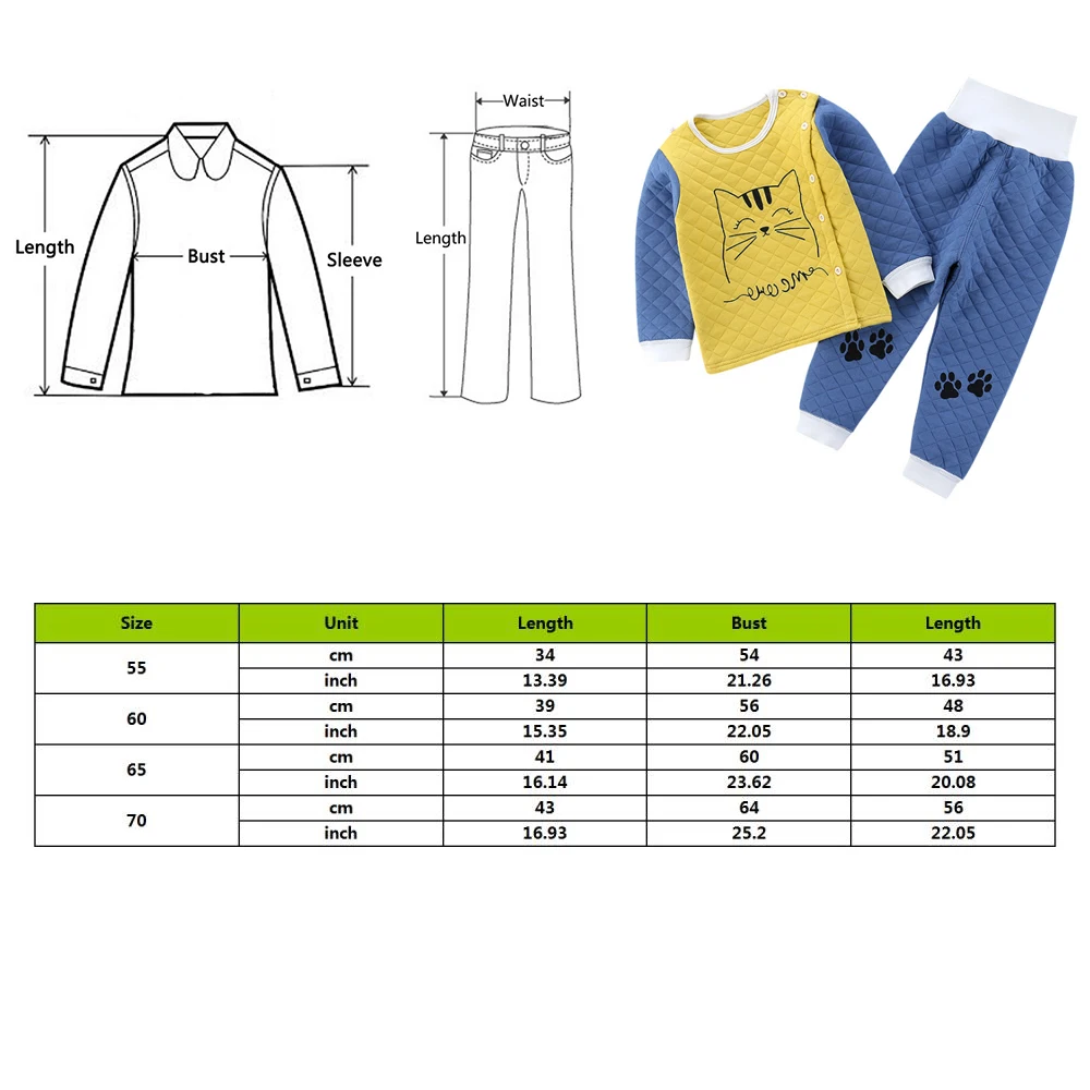 CYSINCOS/домашняя одежда для малышей; зимнее теплое нижнее белье для младенцев; комплекты с кардиганом для маленьких мальчиков и девочек; комплекты утепленной одежды