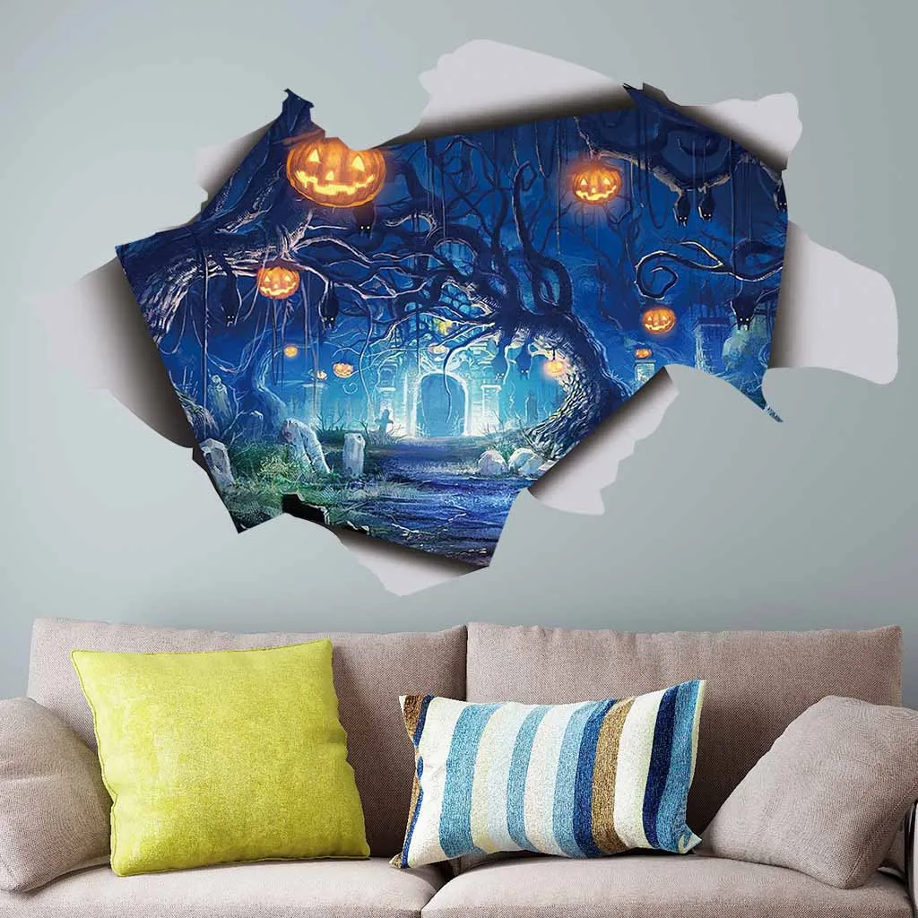 

Halloween Pumpkin Broken Wall Sticker Floor Art Stickers Removable Nursery Home Decor Stickers Vinilos Decorativos Para Paredes