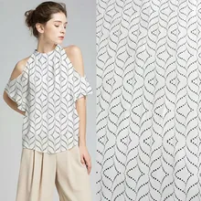 Полуметровая белая нижняя часть с геометрическим узором в черный горошек шифоновая ткань с рисунком для платья брюки рубашка женская одежда T873