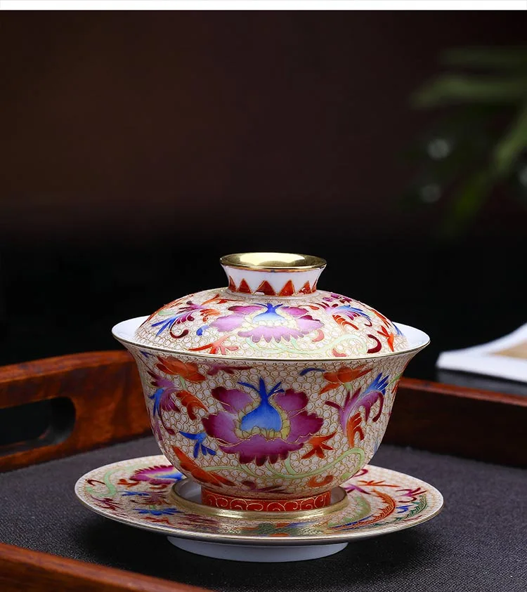 180 мл керамический фарфор Jingdezhen Gaiwan ручной работы эмаль цвет дракон феникс чайная чаша мастер чайная чашка коллекция украшений для дома