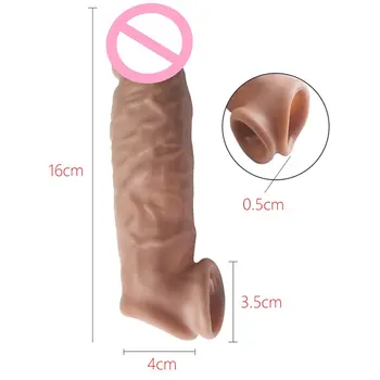 3 Kinds Realistic Male Penis Sleeve Extender Reusable Dildos Condom Delay Ejaculation Dick Enlargement Sex Toys For Man Sex Shop 4