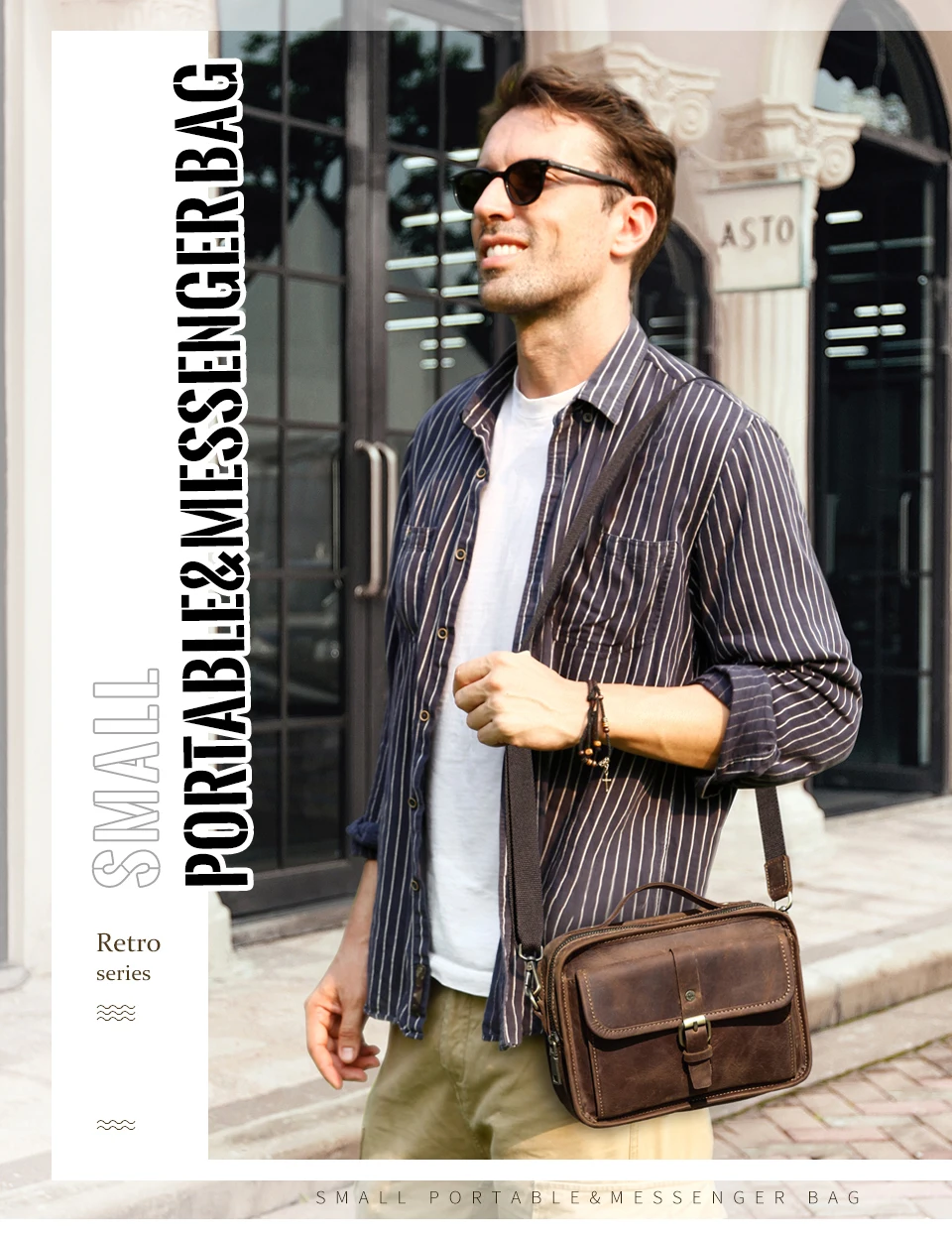 Crazy Horse Leder Männer Schulter Taschen Casual Mann Kleine Handtasche für 7.9 "ipad Umhängetasche Tragbare telefon tasche Männlichen messenger Tasche – Detail 1