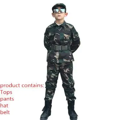 Комплект одежды для детей, куртка+ terousers+ шапочка+ пояс на Хэллоуин, военная форма для мальчиков-подростков, боевая рубашка высокого качества, армейский костюм - Цвет: A